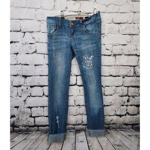 Vintage Womens Zandai Womens, Cropped, Cuffed Jeans, Distressed, Size 5